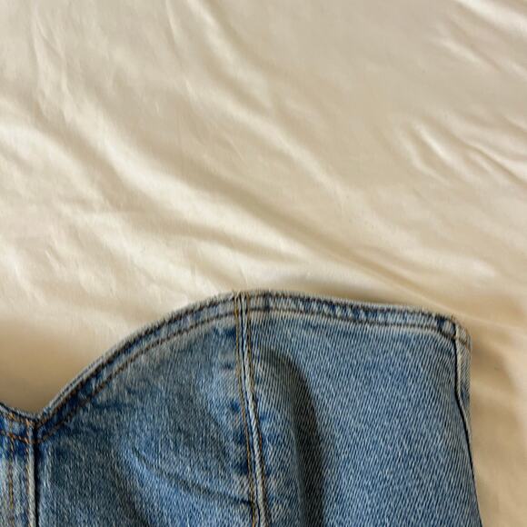 Zara Blue Denim Strapless Corset Top Wmns S Rodeo Western Festival Country - Picture 3 of 7